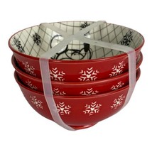 DISNEY Mickey Mouse SKETCH Tidbit Bowls Set of 4 Snowflake Scarf NEW 4 5... - $29.09