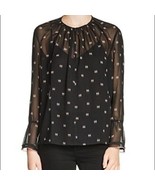 Maje Litea Trimmed Printed Semi Sheer Voile Bell Sleeve Blouse Size 1  S... - $37.89 CAD