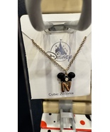 Disney Parks Mickey Mouse Ears Cubic Zirconia Letter N Gold Color Neckla... - $645.23 MXN