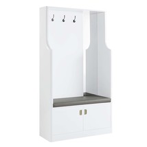 Buck II Hall Tree, White High Gloss Finish - $857.00