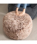 Higogogo Round Stuffed Pouf Ottoman, Long Faux Fur Poufs With Foam Chunk... - $88.47 CAD