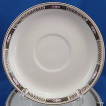 Johnson Brothers Saucers 5.75in Set of 5 Black Tan Laurel Pink Flowers - £13.97 GBP