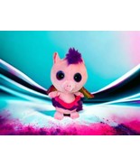 Six Flags Pink Dragon Rainbow Wings Stuffed Plush Big Eyes Purple Mohawk... - $19.00 CAD