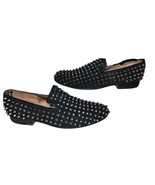 ZOTA Unique Black Suede Loafer Silver Spiked Flat Slip On Punk Men&#39;s Sz 8 - £39.83 GBP