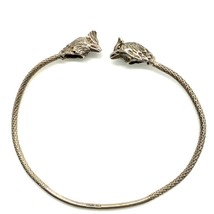 Vintage Signed Sterling Silver Carved Bird Head Both Ends Cuff Bracelet sz 8 1/4 - £59.53 GBP
