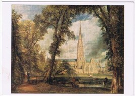 Art Postcard Salisbury Cathedral Constable Victoria &amp; Albert Museum - $2.12