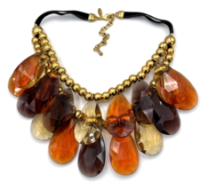 Joan Rivers Chunky Faceted Teardrop Lucite Bib Statement Necklace - £39.57 GBP