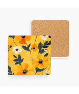 Yellow Floral Coaster Set/ Floral Coasters/Yellow Coasters/Stone Coaster... - $18.79