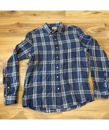 FAHERTY Blue and White Long Sleeve Plaid 100% Linen Shirt Size M - $45.13 CAD