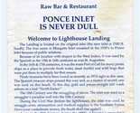 Lighthouse Landing Raw Bar Restaurant Menu Peninsula Drive Ponce Inlet F... - $17.82