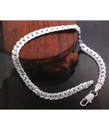 silver plated bracelet men 5MM flat sideways chain - $180.68 MXN