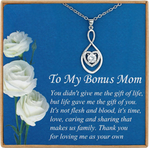 Mothers Day Gifts for Mom, Bonus Mom Necklace from Daughter/Son, Infinity Heart  - £19.47 GBP