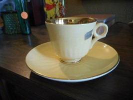 FIGGJO FLINT Demitasse Cup Saucer Set Yellow Made Norway 1950 Gold Color Inside - £10.25 GBP