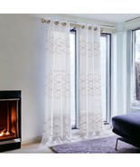 Set of Two 96&quot; Gold and White SemiSheer Curtains - $3,832.26 MXN