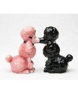 Black And Pink Chien Canne Poodles Salt And Pepper Shakers Ceramic Figur... - £13.54 GBP