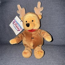 Disney Exclusive 1999 Mini Bean Bag Reindeer Pooh With Antlers Red Scarf - - $158.05 MXN