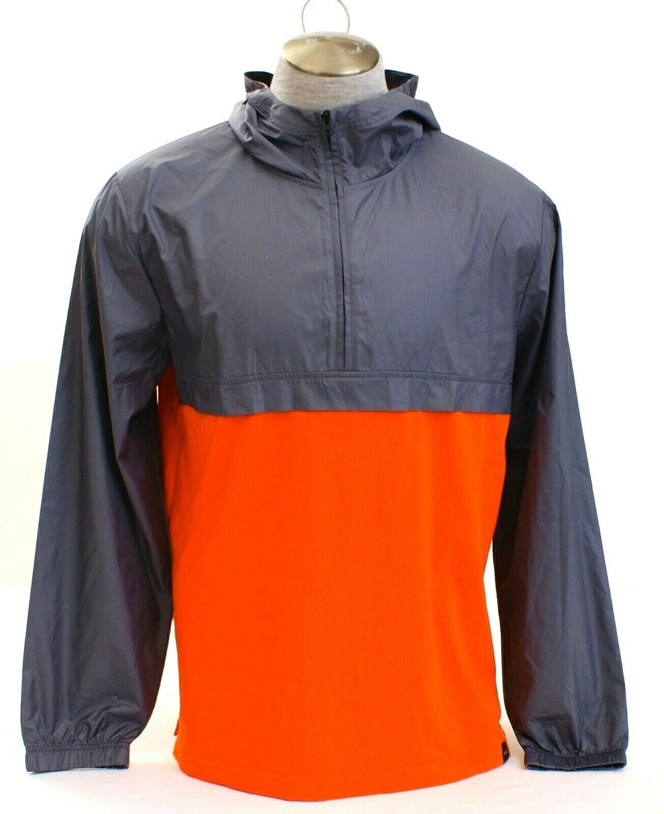 Under Armour Gray &amp; Orange 1/2 Zip Lightweight Hooded Wind Jacket Hoodie... - $44.99