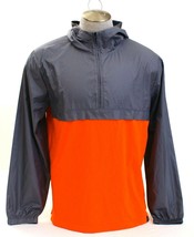 Under Armour Gray &amp; Orange 1/2 Zip Lightweight Hooded Wind Jacket Hoodie Men&#39;s  - £47.95 GBP