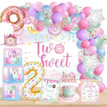 Two Sweet Birthday Party Supplies Decorations, Two Sweet Donut Ice Cream Birthda - $54.99