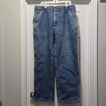 Vintage Y2K Carhartt Fleece Lined Carpenter Blue Jeans Men&#39;s 38x32 - $42.32