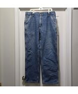 Vintage Y2K Carhartt Fleece Lined Carpenter Blue Jeans Men&#39;s 38x32 - $59.08 CAD