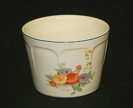 Old Vintage Cranberry Bowl by Universal Potteries Orange Blue Yellow Flowers MCM - £31.18 GBP