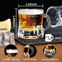 Mini Beer Mugs 1 Oz Clear Plastic Shot Glasses Beer Mug with Handles - £16.61 GBP