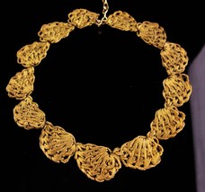 Antique necklace - woven gold wire festoon - Vintage victorian bib - mourning je - £195.80 GBP