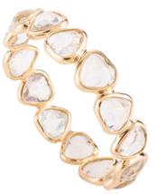 18k Yellow Gold Stackable Heart Cut Rainbow Moonstone Eternity Band Ring - £232.56 GBP