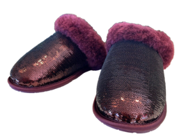 Uggs 1151290 Scuffette II Mirror Ball Slippers Wild Grape Burgundy 5 NIB - $69.00