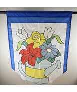 Flowers in Watering Can Garden Spring House Flag Banner 36”x27” Colorful - £6.25 GBP