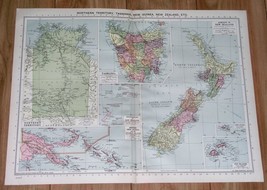1940 Original Vintage Wwii Map Of New Zealand Tasmania Australia Northern Terr. - £16.22 GBP