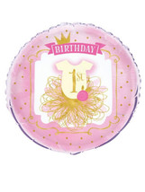Pink Gold 1st First Birthday 18&quot; Mylar Foil Balloon, 1 Ct - £2.54 GBP