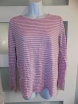 Vineyard Vines Striped Simple  Boat Neck LS White/Purple Shirt Size M Women&#39;s - £15.46 GBP