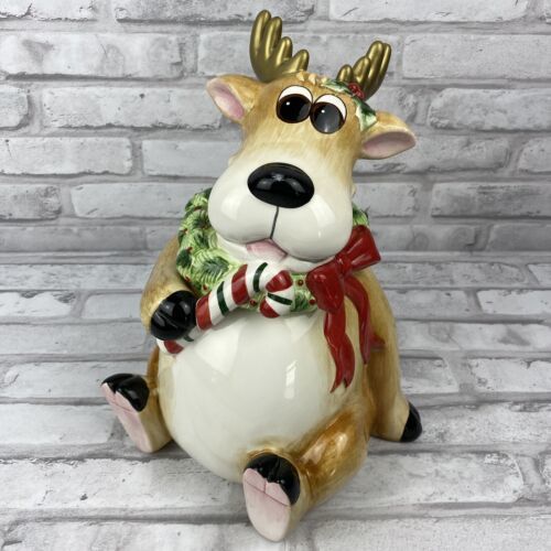 Fitz & Floyd 2004 Reindeer Moose Cookie Jar Canister eBay Exclusive Christmas  - £50.35 GBP