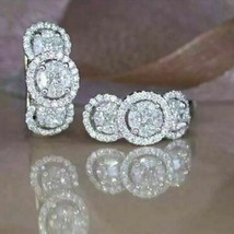 3CT Redondo Imitación Diamante Huggie Aro Aretes 14K Oro Blanco Chapado ... - £111.58 GBP