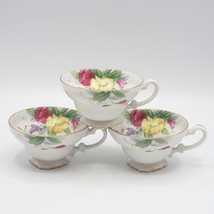 Cherry China Fabriqué En Japon Pieds Tasse à Thé Lot De 3 - £39.81 GBP