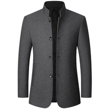 Standing Collar Middle-aged Men&#39;s Woolen Jacket Men&#39;s Zhongshan Suit - $53.75+