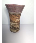Signed Ceramic Hand Painted Handmade Vase MCM Sand Swirls Splatter Glaze... - £58.88 GBP