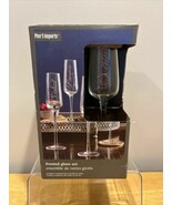 Pier 1 Imports Champagne Frosted Flutes Glass Salud Cheers Prost Kampai NIB - $69.29