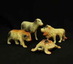Vintage 1920s Christmas Putz Celluloid Animals Toys Lion Ram Turtle Bear... - $51.46