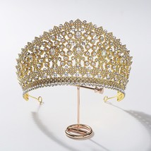 Queen Big Crown Crystal Bridal Jewelry Tiaras Baroque Rhinestone Pageant Diadem  - £52.11 GBP