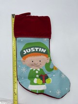 Personalization Mall Custom Christmas Elf Velour Justin Stocking Red New - $9.50