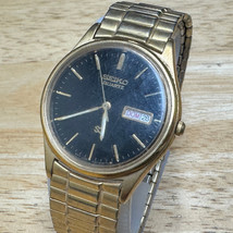 Seiko Quartz Watch 5Y23-8049 Men Gold Tone Stretch Band Date~For Parts R... - £25.30 GBP