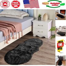 Plush Black Faux Sheepskin Rug 2x4 - Non-Slip, Machine Washable &amp; Versatile - $61.53 CAD