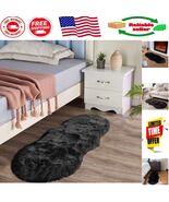 Plush Black Faux Sheepskin Rug 2x4 - Non-Slip, Machine Washable &amp; Versatile - $61.53 CAD