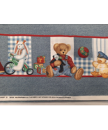 Daisy Kingdom Blue Jean Teddy Bear Double Border Fabric #4483  ~ 44&quot; x 132&quot; - £38.88 GBP