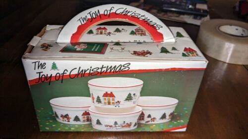 Primary image for The Joy of Christmas Stoneware Ramekin Set of 4, Vintage/Original 1988