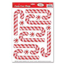 Beistle 22115 Candy Cane Clings, 12-Inch by 17-Inch Sheet - £3.07 GBP