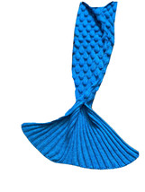 Handmade Mermaid Afghan Blanket - Blue/Green Hand Knit Scales w/ Tail - $12.99